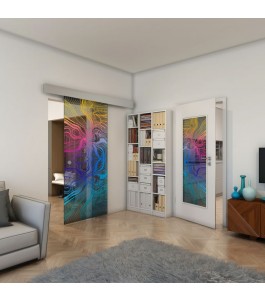 Glasschiebetür ECO-LINE - Fineprint Model 010 Verlauf auf Grauglas