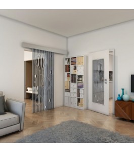 Glasschiebetür ECO-LINE - Fineprint Model 060 Weiss auf Grauglas