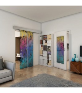 Glasschiebetür ECO-LINE - Fineprint Model 084 Verlauf auf Grauglas