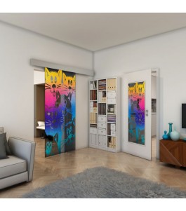 Glasschiebetür ECO-LINE - Fineprint Model 115 Verlauf auf Grauglas