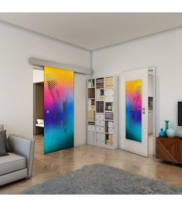 Glasschiebetür ECO-LINE - Fineprint Model 120 Verlauf auf Grauglas