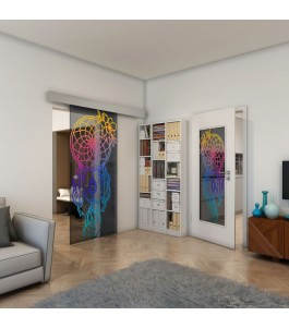 Glasschiebetür ECO-LINE - Fineprint Model 125 Verlauf auf Grauglas