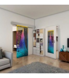 Glasschiebetür ECO-LINE - Fineprint Model 132 Verlauf auf Grauglas
