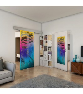 Glasschiebetür ECO-LINE - Fineprint Model 133 Verlauf auf Grauglas