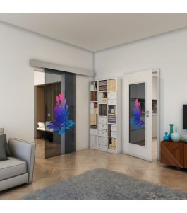 Glasschiebetür ECO-LINE - Fineprint Model 136 Verlauf auf Grauglas