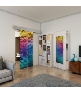 Glasschiebetür ECO-LINE - Fineprint Model 140 Verlauf auf Grauglas