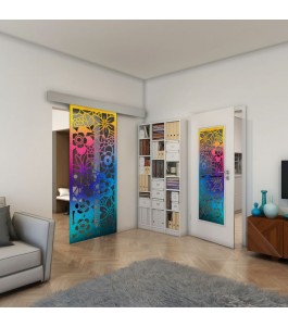 Glasschiebetür ECO-LINE - Fineprint Model 149 Verlauf auf Grauglas