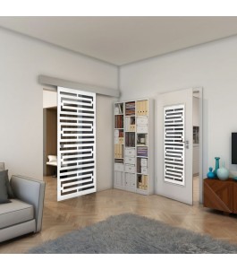 Glasschiebetür ECO-LINE - Fineprint Model 153 Weiss auf Grauglas
