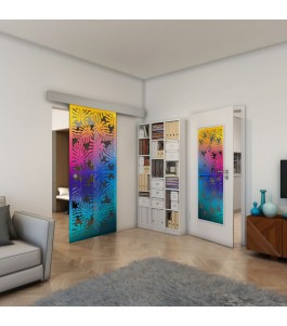 Glasschiebetür ECO-LINE - Fineprint Model 158 Verlauf auf Grauglas