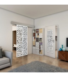 Glasschiebetür ECO-LINE - Fineprint Model 168 Weiss auf Grauglas