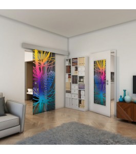Glasschiebetür ECO-LINE - Fineprint Model 169 Verlauf auf Grauglas