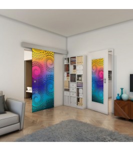 Glasschiebetür ECO-LINE - Fineprint Model 198 Verlauf auf Grauglas