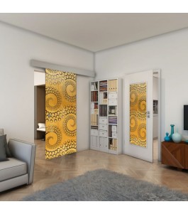 Glasschiebetür ECO-LINE - Fineprint Model 198 Gold auf Grauglas