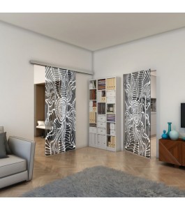 Pendeltür - Fineprint Model 012 Weiss auf Grauglas