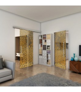 Pendeltür - Fineprint Model 016 Gold auf Grauglas