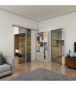 Pendeltür - Fineprint Model 019 Gold auf Grauglas