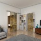 Pendeltür - Fineprint Modell 020 Gold auf Grauglas Pendeltür - Fineprint Modell 020 Gold auf Grauglas