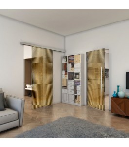 Pendeltür - Fineprint Model 022 Gold auf Grauglas