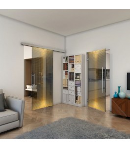 Pendeltür - Fineprint Model 024 Gold auf Grauglas