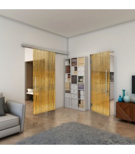 Pendeltür - Fineprint Model 032 Gold auf Grauglas