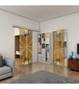 Pendeltür - Fineprint Model 037 Gold auf Grauglas