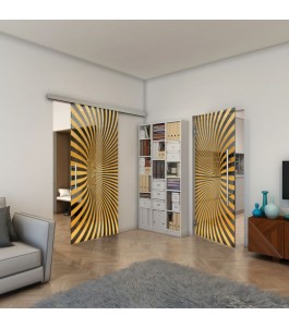 Pendeltür - Fineprint Model 043 Gold auf Grauglas