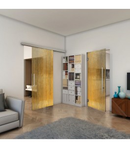 Pendeltür - Fineprint Model 050 Gold auf Grauglas