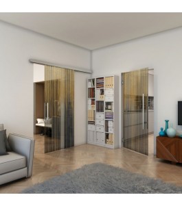 Pendeltür - Fineprint Model 052 Gold auf Grauglas