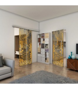 Pendeltür - Fineprint Model 056 Gold auf Grauglas
