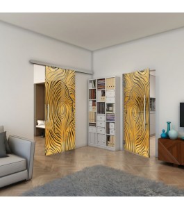 Pendeltür - Fineprint Model 074 Gold auf Grauglas