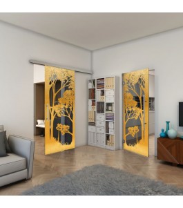 Pendeltür - Fineprint Model 110 Gold auf Grauglas