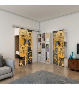 Pendeltür - Fineprint Model 115 Gold auf Grauglas