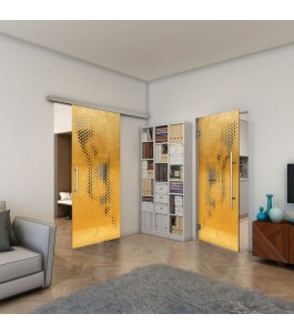 Pendeltür - Fineprint Model 120 Gold auf Grauglas