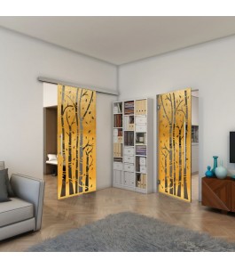 Pendeltür - Fineprint Model 182 Gold auf Grauglas