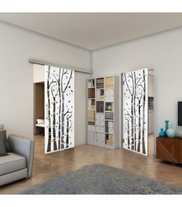 Pendeltür - Fineprint Model 182 Weiss auf Grauglas