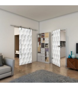 Ganzglastür - Fineprint Model 029 Weiss auf Grauglas