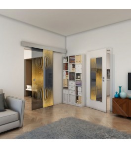 Lichtausschnitt - Fineprint Model 059 Gold auf Grauglas