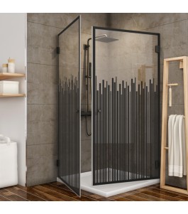 Eck-Duschkabine Bias 02 - Pendelband - Schwarz - Loft 6