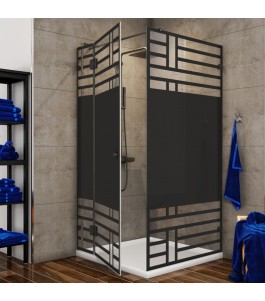 Eck-Duschkabine Bias 05 - Pendelband - Schwarz - Loft 5