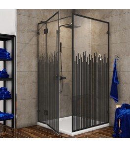 Eck-Duschkabine Bias 05 - Pendelband - Schwarz - Loft 6