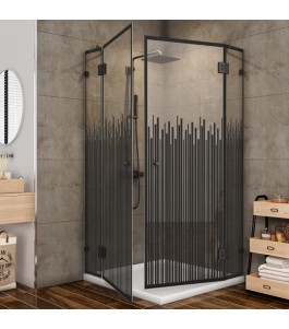 Eck-Duschkabine Bias 06 - Pendelband - Schwarz - Loft 6
