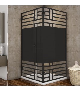 Eck-Duschkabine Bias 07 - Pendelband - Schwarz - Loft 5
