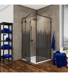 Eck-Duschkabine Bias 05 - Pendelband - Schwarz - Loft 6