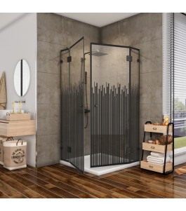 Eck-Duschkabine Bias 06 - Pendelband - Schwarz - Loft 6