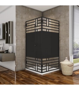 Eck-Duschkabine Bias 07 - Pendelband - Schwarz - Loft 5