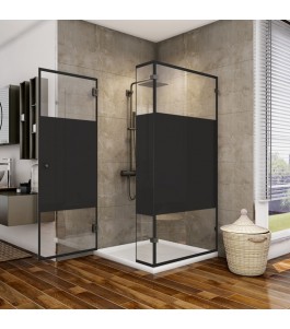 Eck-Duschkabine Bias 07 - Pendelband - Schwarz - Loft 3