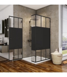 Eck-Duschkabine Bias 07 - Pendelband - Schwarz - Loft 4