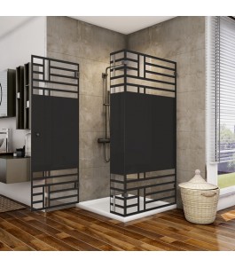Eck-Duschkabine Bias 07 - Pendelband - Schwarz - Loft 5