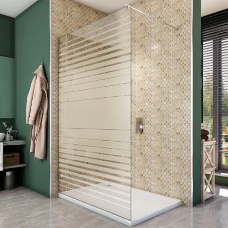 Walk In Dusche  - Almada 01 - Duschwand - Chrom - Stripes