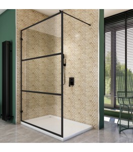 Walk In Dusche  - Amora 01 - Duschwand - Schwarz - Loft 1